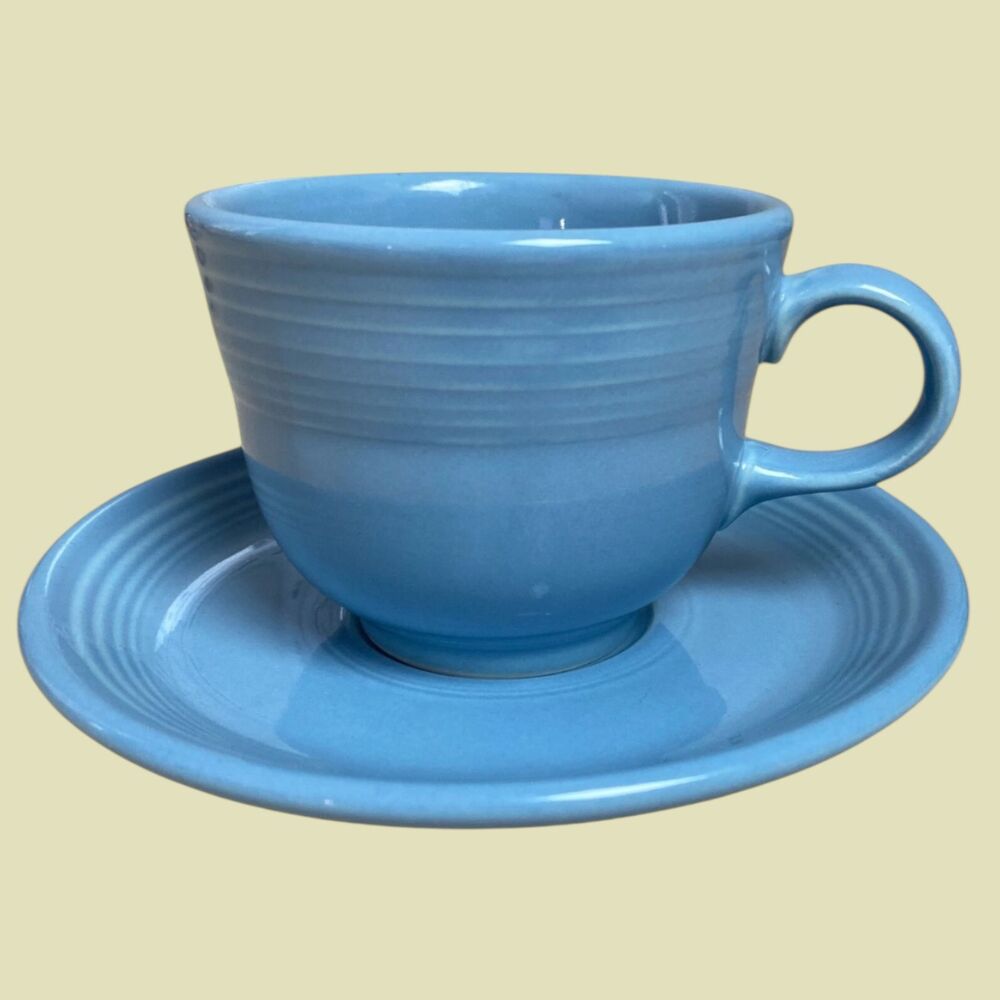 Fiesta Periwinkle Blue Teacup and Saucer Retired 1989-2006 Rare Fiestaware USA